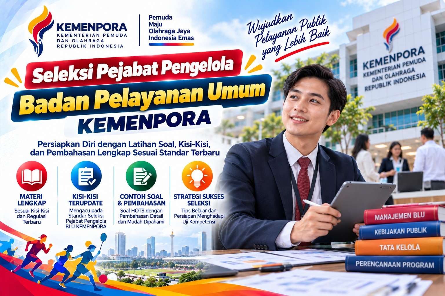 Soal Seleksi Terbuka Pejabat Pengelola Badan Pelayanan Umum KEMENPORA: Kisi-Kisi, Materi & Pembahasan 