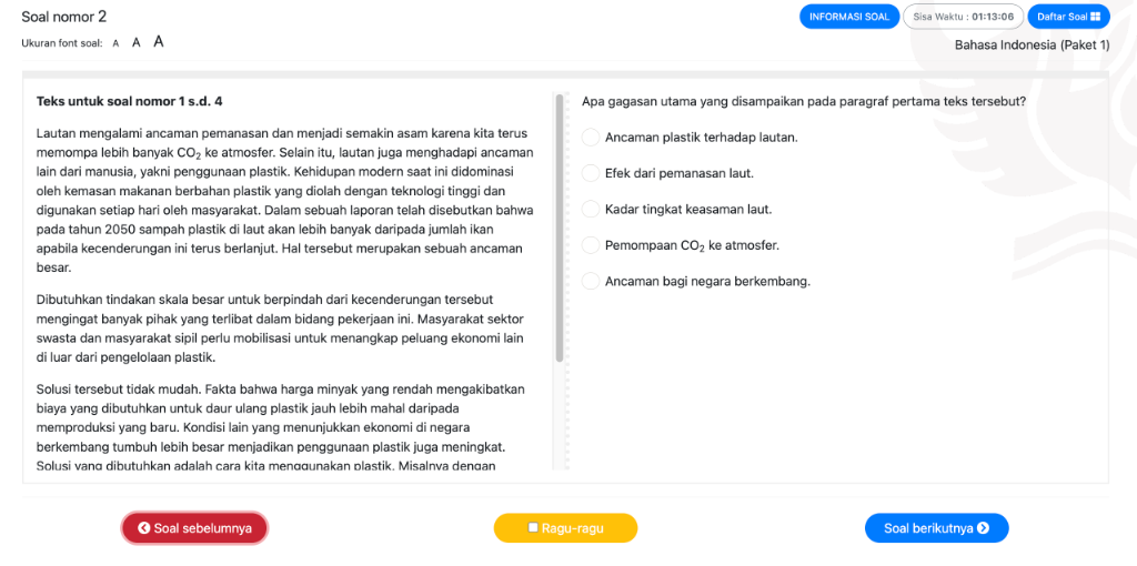 Soal nomor 2 TKA Bahasa Indonesia SMA SMK CBT