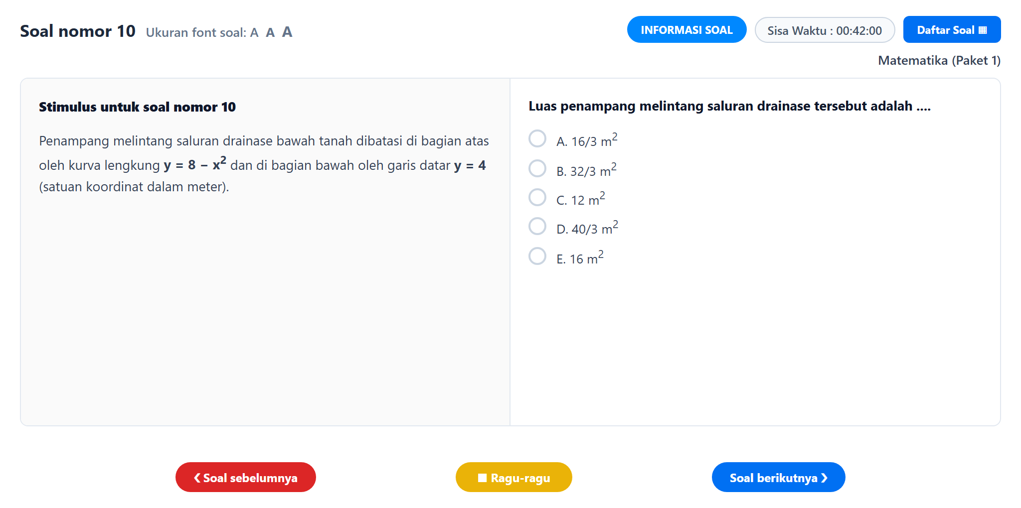 Soal nomor 10 TKA Matematika SMA SMK CBT