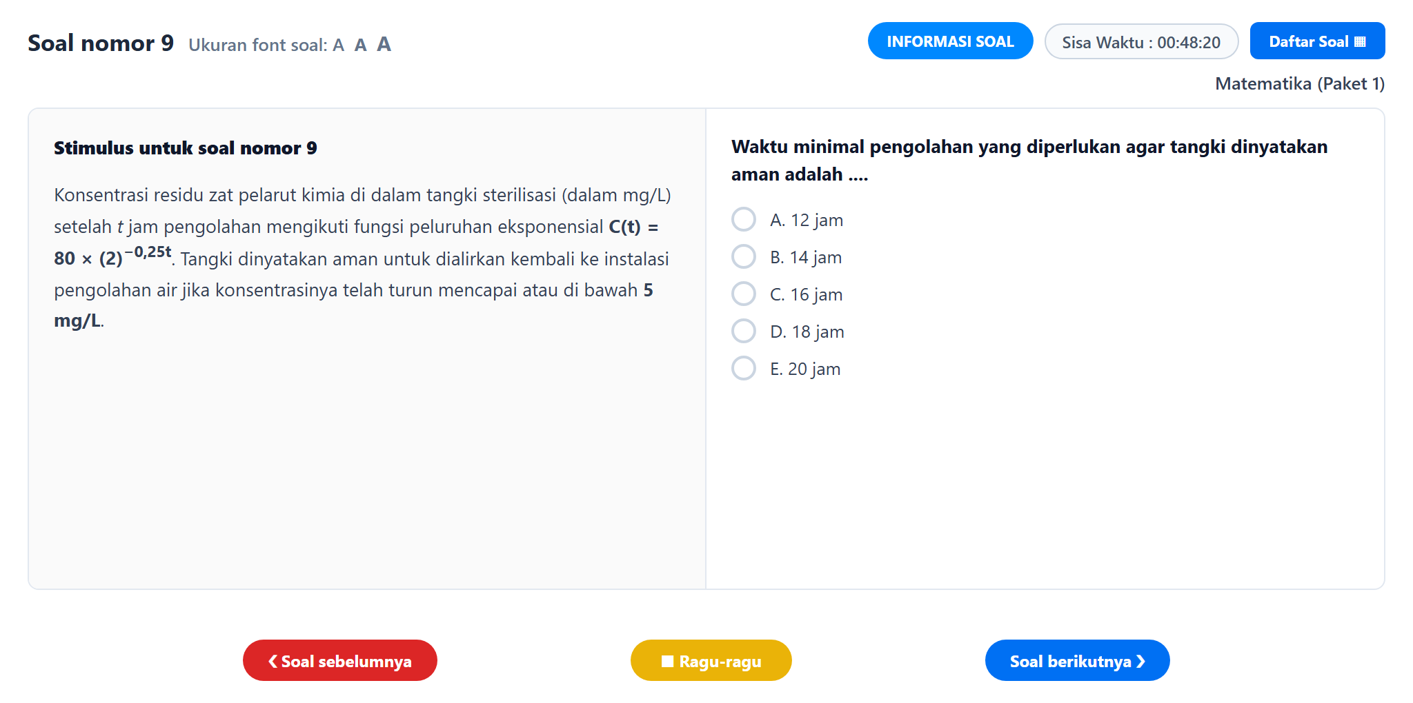Soal nomor 9 TKA Matematika SMA SMK CBT